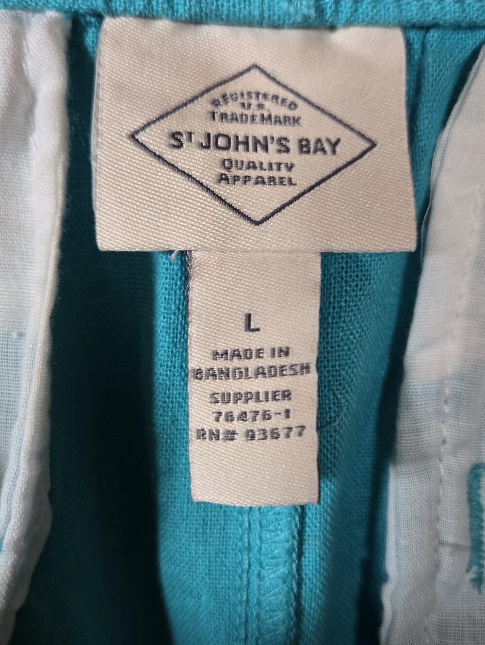 St. John's Bay Linen Rayon Pants NWT Large Wide Leg Turquoise Beach Boho Resort - Picture 7 of 8